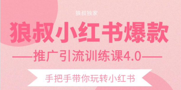 狼叔小红书爆款推广引流训练课4.0，手把手带你玩转小红书-久久资源库