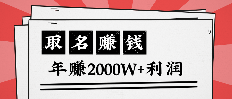 王通：不要小瞧任何一个小领域，取名技能也能快速赚钱，年赚2000W+利润-久久资源库