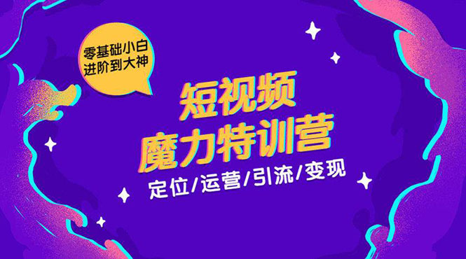 零基础小白进阶到大神《短视频魔力特训营》定位-运营-引流-变现-久久资源库