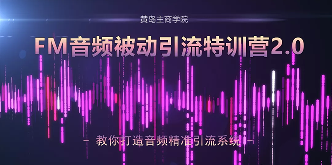 黄岛主·FM音频引流特训营2.0：独家引流模式，单账号50W+播放量，轻松变现-久久资源库