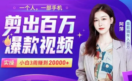 小白易上手的手机剪辑赚钱课，抓住短视频风口月赚2万+-久久资源库