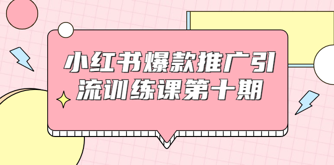 小红书爆款推广引流训练课第十期，手把手带你玩转小红书，轻松月入过万-久久资源库