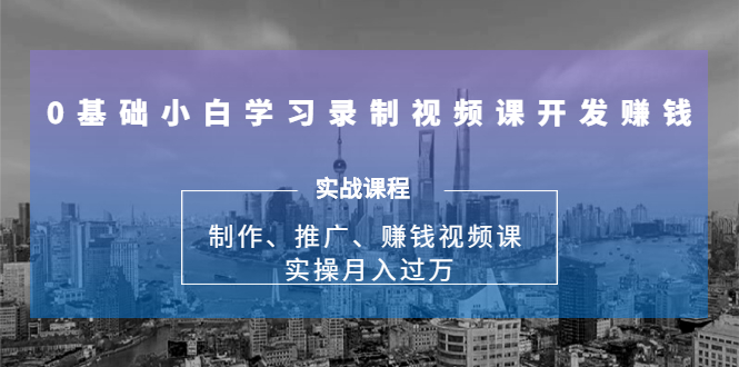 0基础小白学习录制视频课开发赚钱：制作、推广、赚钱视频课 实操月入过万-久久资源库