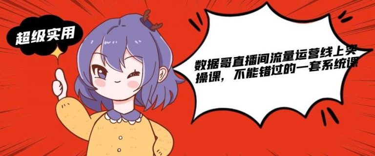 数据哥直播间流量运营线上实操课，不能错过的一套系统课-久久资源库