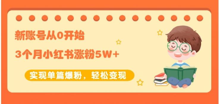 生财小红书涨粉变现：新账号从0开始3个月小红书涨粉5W+实现单篇爆粉-久久资源库