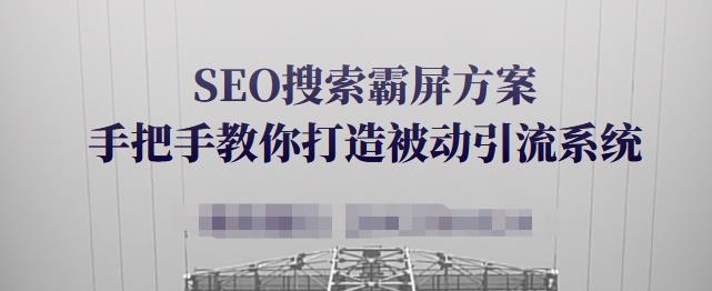 SEO搜索霸屏方案，手把手教你打造被动引流系统【视频课程】-久久资源库