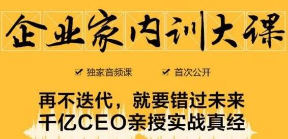 企业家内训大课，未来企业必学经验，价值1299元-久久资源库