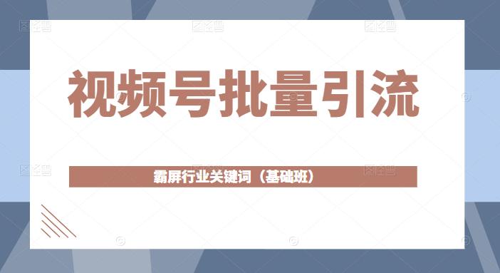视频号批量引流，霸屏行业关键词（基础班）全面系统讲解视频号玩法-久久资源库