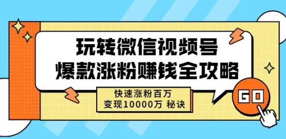 玩转微信视频号爆款涨粉赚钱全攻略，快速涨粉百万变现万元秘诀-久久资源库