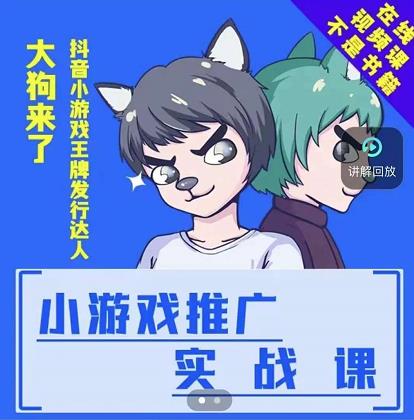 大狗来了：小游戏推广实战课，带你搭建一个游戏推广变现账号-久久资源库