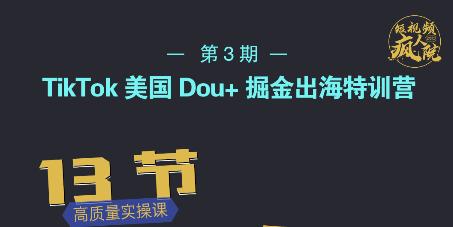 TikTok美国Dou+掘金出海特训营，美国dou+成功投放95%-久久资源库