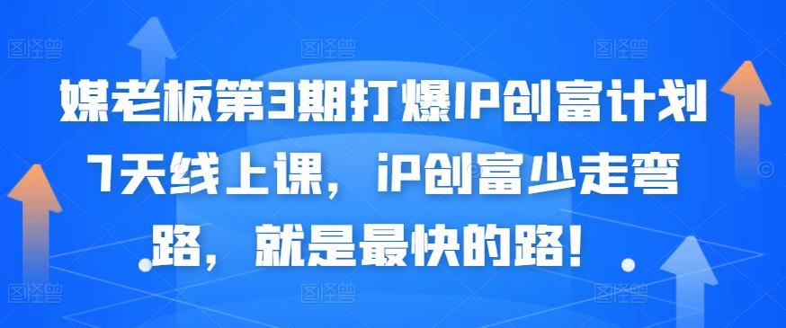 媒老板第3期打爆IP创富计划7天线上课，iP创富少走弯路，就是最快的路！-久久资源库
