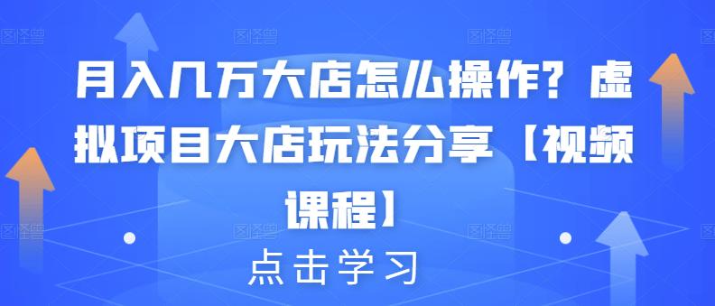 月入几万大店怎么操作？虚拟项目大店玩法分享【视频课程】-久久资源库