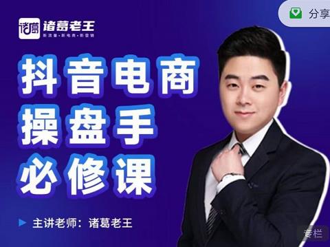 诸葛老王-抖音电商操盘手必修课：顶层设计，​起号破局，爆款运营，数据分析-久久资源库