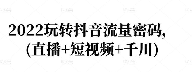 2022玩转抖音流量密码，(直播+短视频+千川)-久久资源库