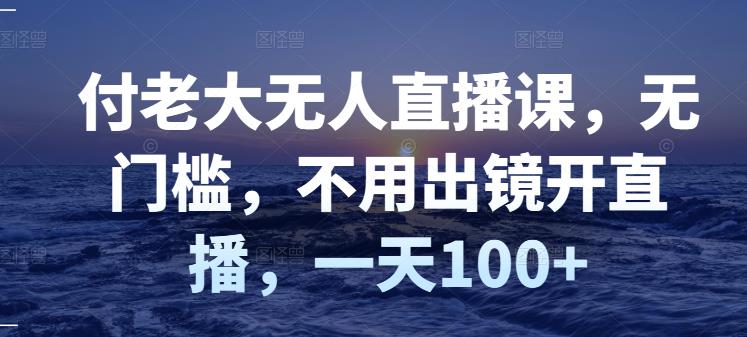 付老大无人直播课，无门槛，不用出镜开直播，一天100+-久久资源库
