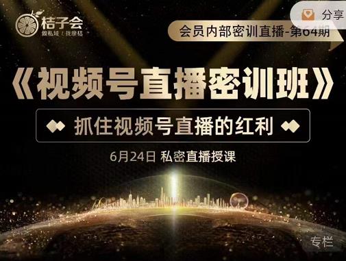 桔子会《视频号直播密训班》，抓住视频号直播的红利 价值12800-久久资源库
