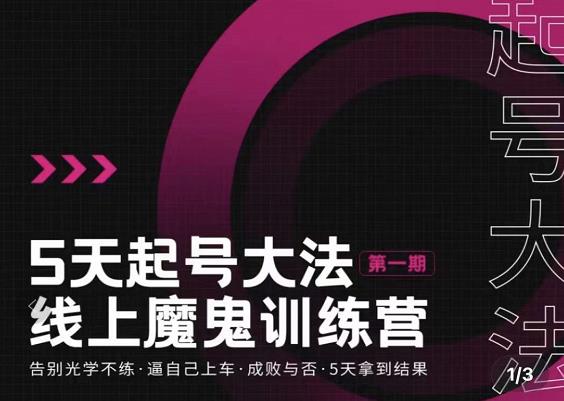 大播·五天起号魔鬼训练营，告别光学不练，逼自己上车，成败与否，5天拿到结果-久久资源库