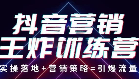 抖音营销王炸训练营，实操落地+营销策略=引爆流量（价值8960元）-久久资源库