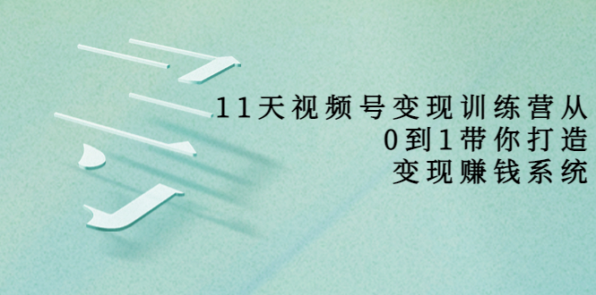 11天视频号变现训练营，从0到1打造变现赚钱系统（价值398元）-久久资源库