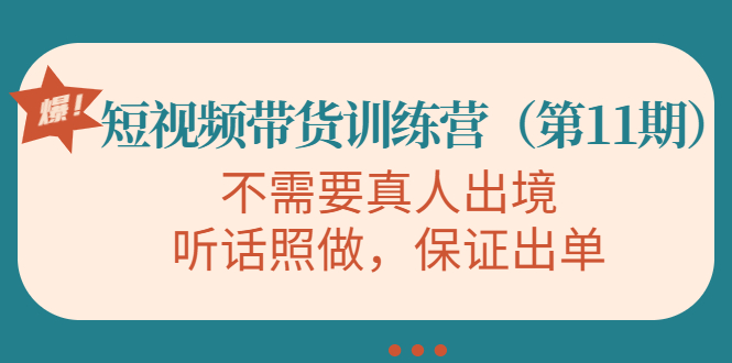 视频带货训练营，不需要真人出境，听话照做，保证出单（第11期）-久久资源库