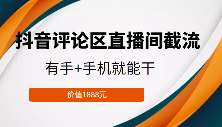 抖音评论区直播间截流，有手+手机就能干，门槛极低，模式可大量复制（价值1888元）-久久资源库
