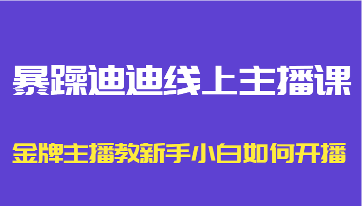 暴躁迪迪线上主播课，金牌主播教新手小白如何开播-久久资源库