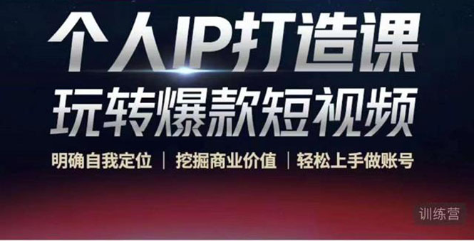 个人IP打造课-玩转爆款短视频，明确自我定位|挖掘商业价值|轻松上手做账号（无水印）-久久资源库