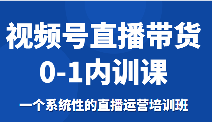 视频号直播带货0-1内训课，一个系统性的直播运营培训班-久久资源库