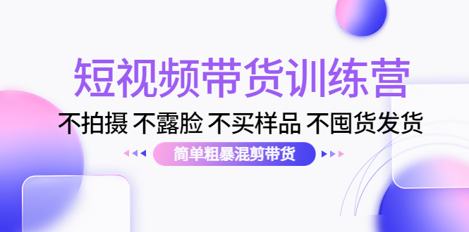 短视频带货训练营：不拍摄 不露脸 不买样品 不囤货发货 简单粗暴混剪带货（第三期）-久久资源库