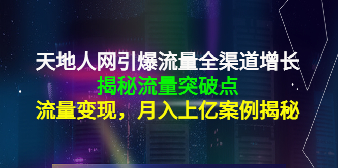 天地人网引爆流量全渠道增长：揭秘流量突然破点，流量变现，月入上亿案例-久久资源库
