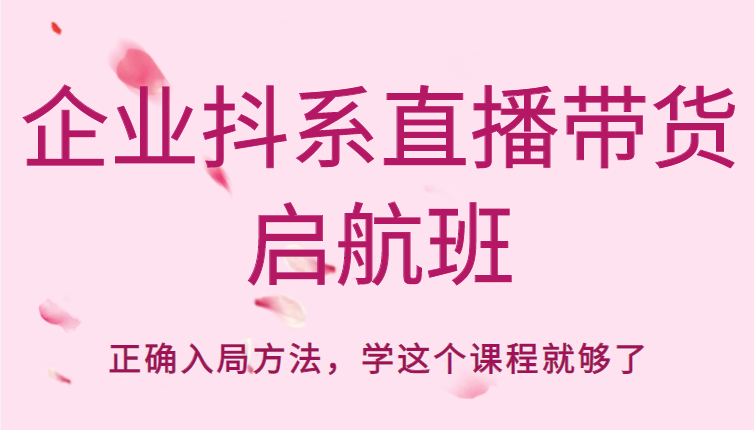 企业抖系直播带货启航班，正确入局方法，学这个课程就够了-久久资源库