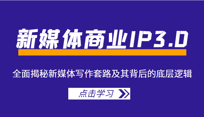 新媒体商业IP3.0，全面揭秘新媒体写作套路及其背后的底层逻辑（价值1299元）-久久资源库