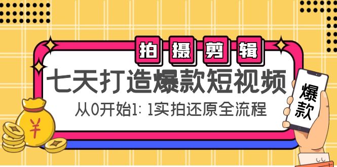 七天打造爆款短视频：拍摄+剪辑实操，从0开始1:1实拍还原实操全流程-久久资源库