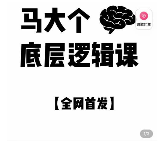 马大个·底层逻辑课，51节底层逻辑智慧课-价值1980元-久久资源库