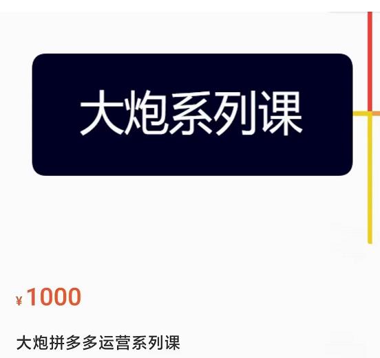 大炮拼多多运营系列课，各类​玩法合集，拼多多运营玩法实操-久久资源库
