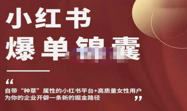 小红书爆单锦囊，自带种草属性+高质量女性用户，为你的企业开辟一条新的掘金路径-久久资源库