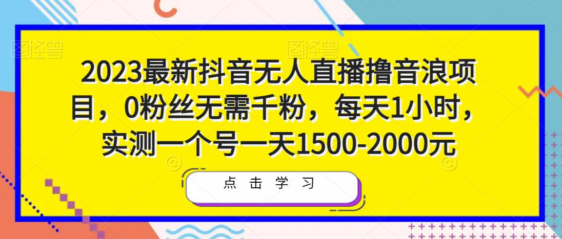 2023最新抖音无人直播撸音浪项目，0粉丝无需千粉，每天1小时，实测一个号一天1500-2000元-久久资源库