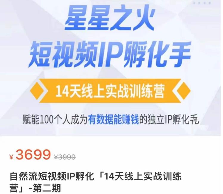 瑶瑶·自然流短视频IP孵化第二期，14天线上实战训练营，赋能100个人成为有数据能赚钱的独立IP孵化手-久久资源库