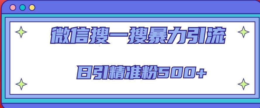 微信搜一搜引流全系列课程，日引精准粉500+（8节课）-久久资源库