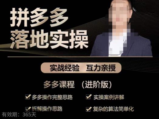 拼多多实战篇·落地实操：多多操作完整思路+实操案例讲解+拆解操作思路+复杂的算法简单化-久久资源库