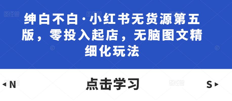 绅白不白·小红书无货源第五版，零投入起店，无脑图文精细化玩法-久久资源库
