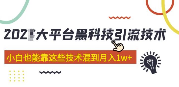 大平台黑科技引流技术，小白也能靠这些技术混到月入1w+(2022年的课程）-久久资源库