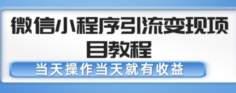 微信小程序引流变现项目教程，当天操作当天就有收益，变现不再是难事-久久资源库