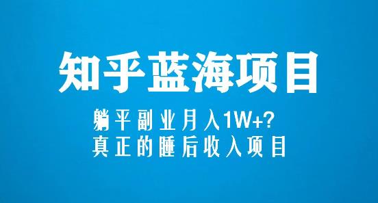 知乎蓝海玩法，躺平副业月入1W+，真正的睡后收入项目（6节视频课）-久久资源库