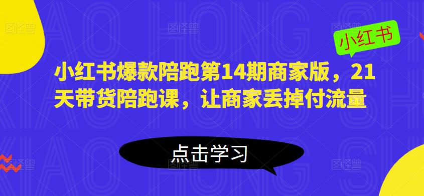 小红书爆款陪跑第14期商家版，21天带货陪跑课，让商家丢掉付流量-久久资源库