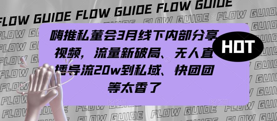 嗨推私董会3月线下内部分享视频，流量新破局、无人直播导流20w到私域、快团团等太香了-久久资源库