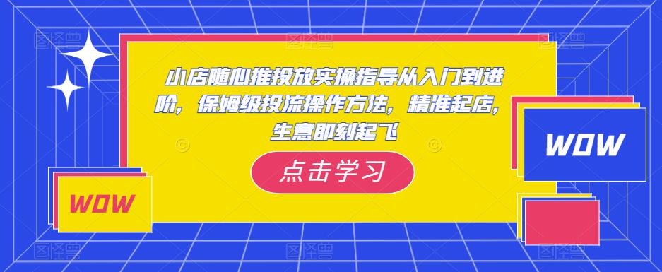 小店随心推投放实操指导从入门到进阶，保姆级投流操作方法，精准起店，生意即刻起飞-久久资源库