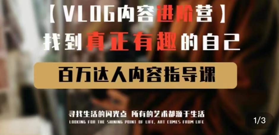 vlog内容进阶营，找到真正有趣的自己，百万达人内容指导课-久久资源库