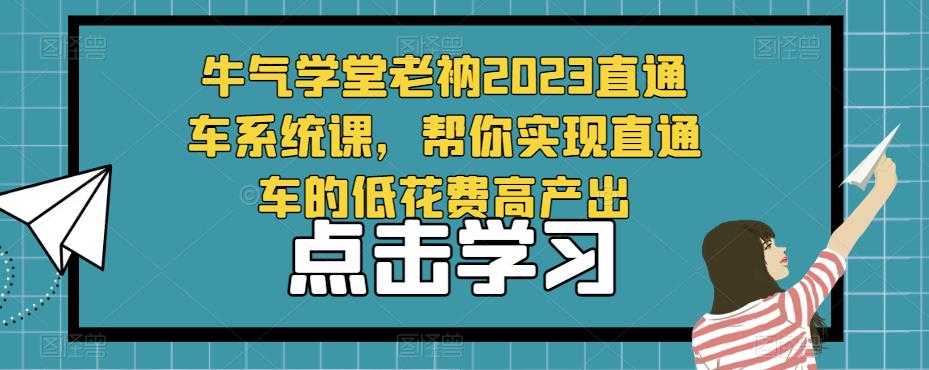 牛气学堂老衲2023直通车系统课，帮你实现直通车的低花费高产出-久久资源库